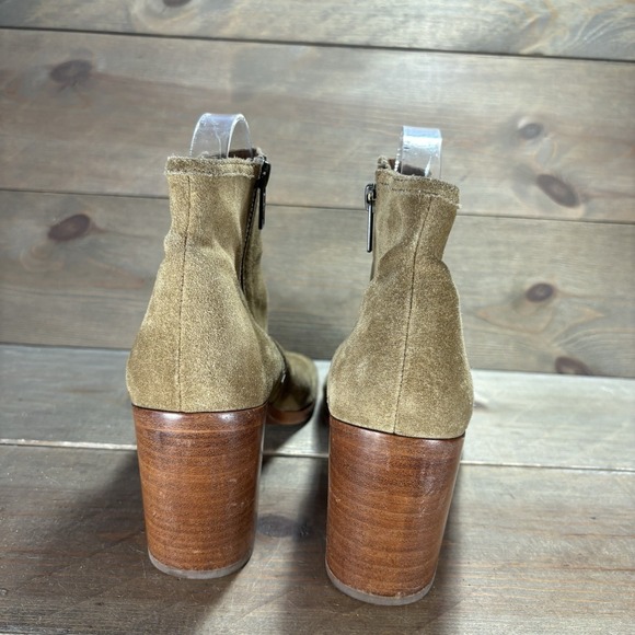 frye dancia womens size 8 shoes brown suede peep toe heel ankle booties boots - Picture 5 of 10